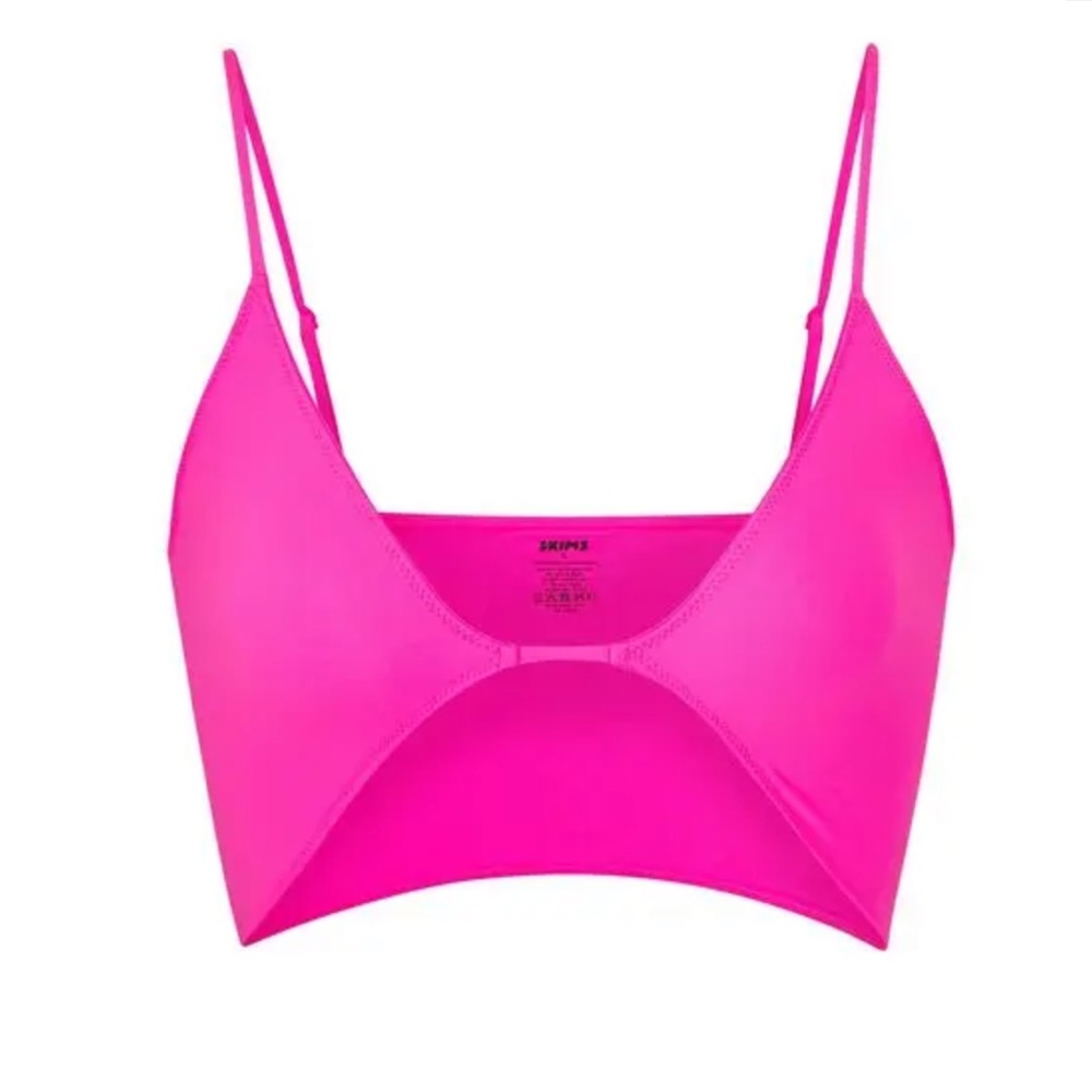 SKIMS Micro Cording V Crop Top Neon Pink XS